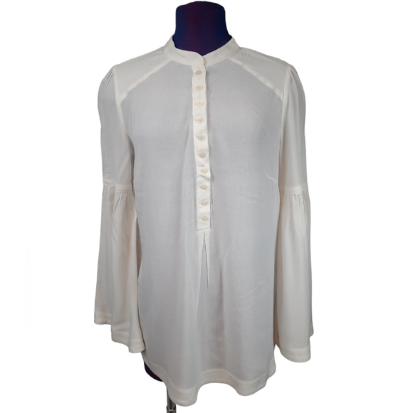 Free People Easy Girl‎ Henley White Bell Sleeve Blouse Size Small Women's - Picture 9 of 9
